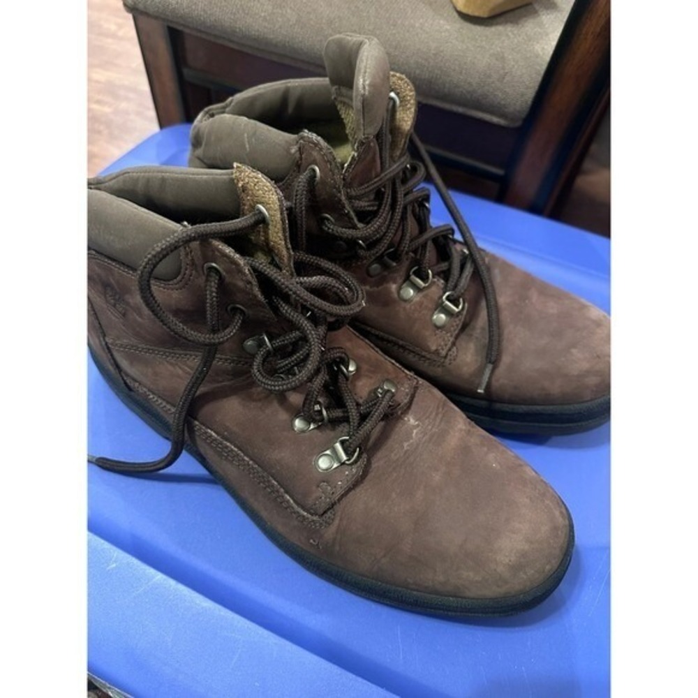 Timberland Ankle Boots Leather Lace Up Padded Collar Brown Casual Size 9